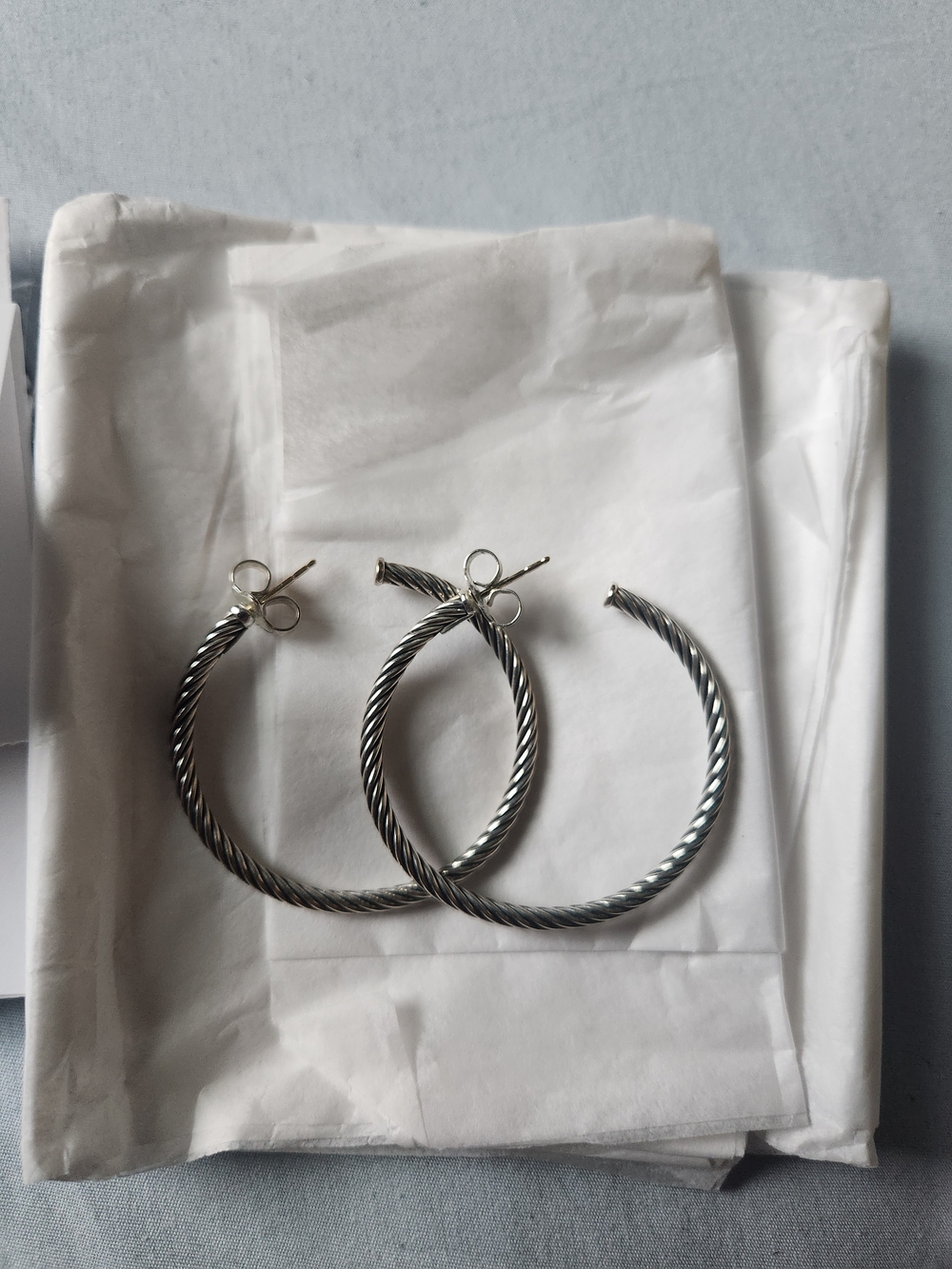David Yurman Twisted Cable Hoop Earrings in Silver